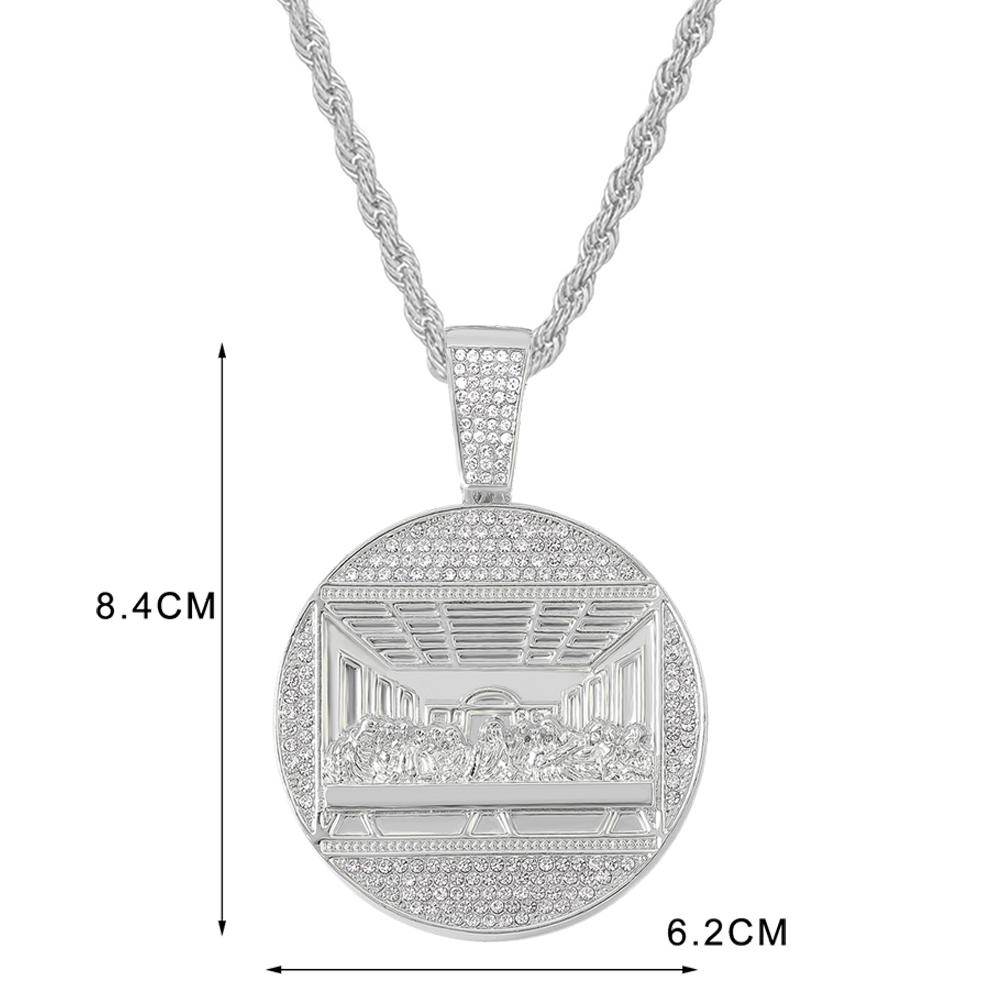 

Новая подвеска «Тайная вечеря», ожерелье с кубинской цепочкой, 14 мм, с бриллиантовой инкрустацией, модный хип-хоп мужской шарм-подвеска, теннисные ожерелья, ювелирные изделия 18inch(45cm)