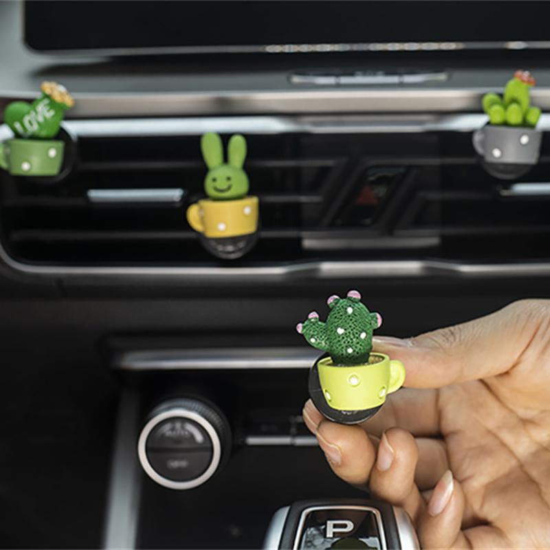 Air Freshener Car Aromatherapy Clip Cute Potted Air Conditioner Interior Accessories Auto Accessories Aromatherapy Resin