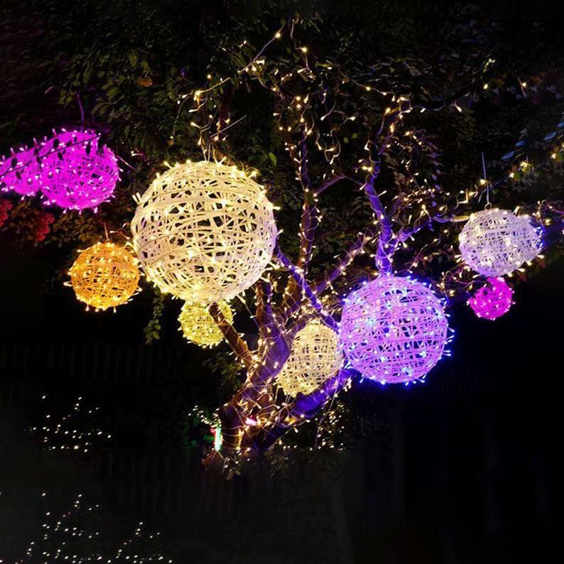 

Уличная подвесная на дерево декорация светодиодная гирлянда для живописной местности разноцветный шар из лозы фестивальное освещение атмосферный свет One set of five 30 * 30