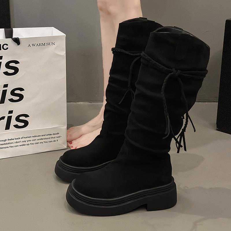 

Maelard Women s Thick-Soled Brown Slouchy Knight Boots - 2025 Autumn/Winter Collection 35