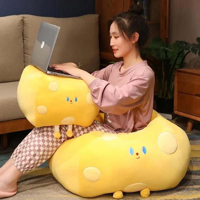70cm Giant Funny Cheese Plushie Toys Simulation Food Lifelike Pillow Stuffed Soft Creative Animal Cheese Cushion Birthday Gifts