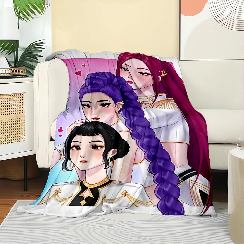 K-POP Anime Girls Group Four Seasons Soft Warm Blanket All-Season Thick Knit Polyester Bedspread for Bed, Camping, Travel Perfect Gift