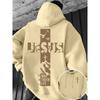 Men Autumn Winter Fleece Hoodie Jesus Cross The Way Truth Life Back Print Hooded Sweatshirt Streetwear Long Sleeve Daily Life