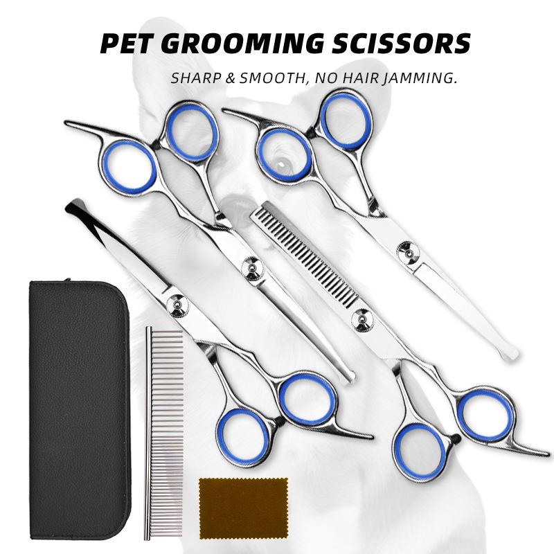 Professional Stainless Steel Pet Grooming Scissors - Safe and Anti-Scratch for Cats and Dogs