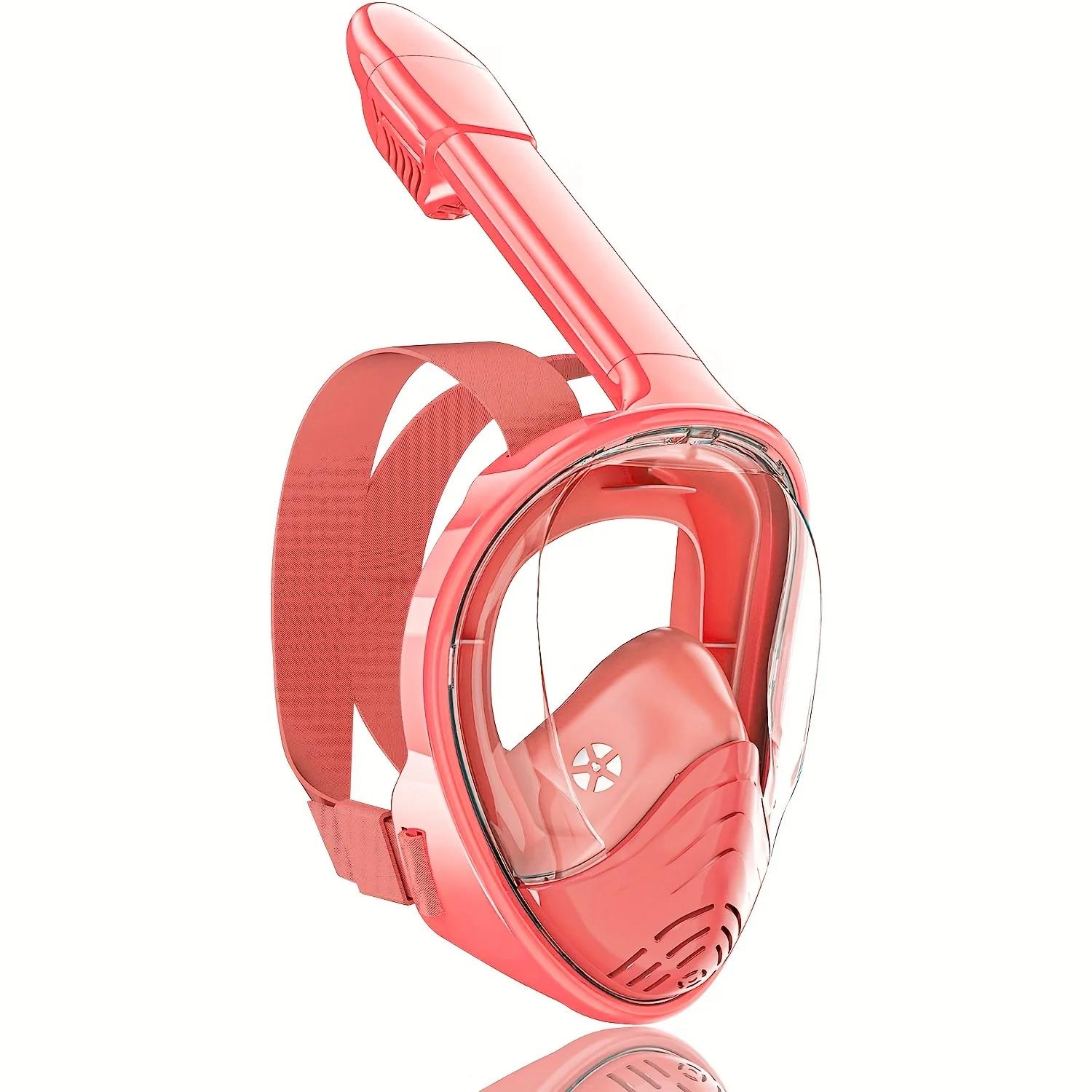 

Детская маска для снорклинга, противотуманная, герметичная, из мягкого силикона, удобная в носке, маска для дайвинга, подводная, сноркелинг, полнолицевая, панорамная 360° XS розовый