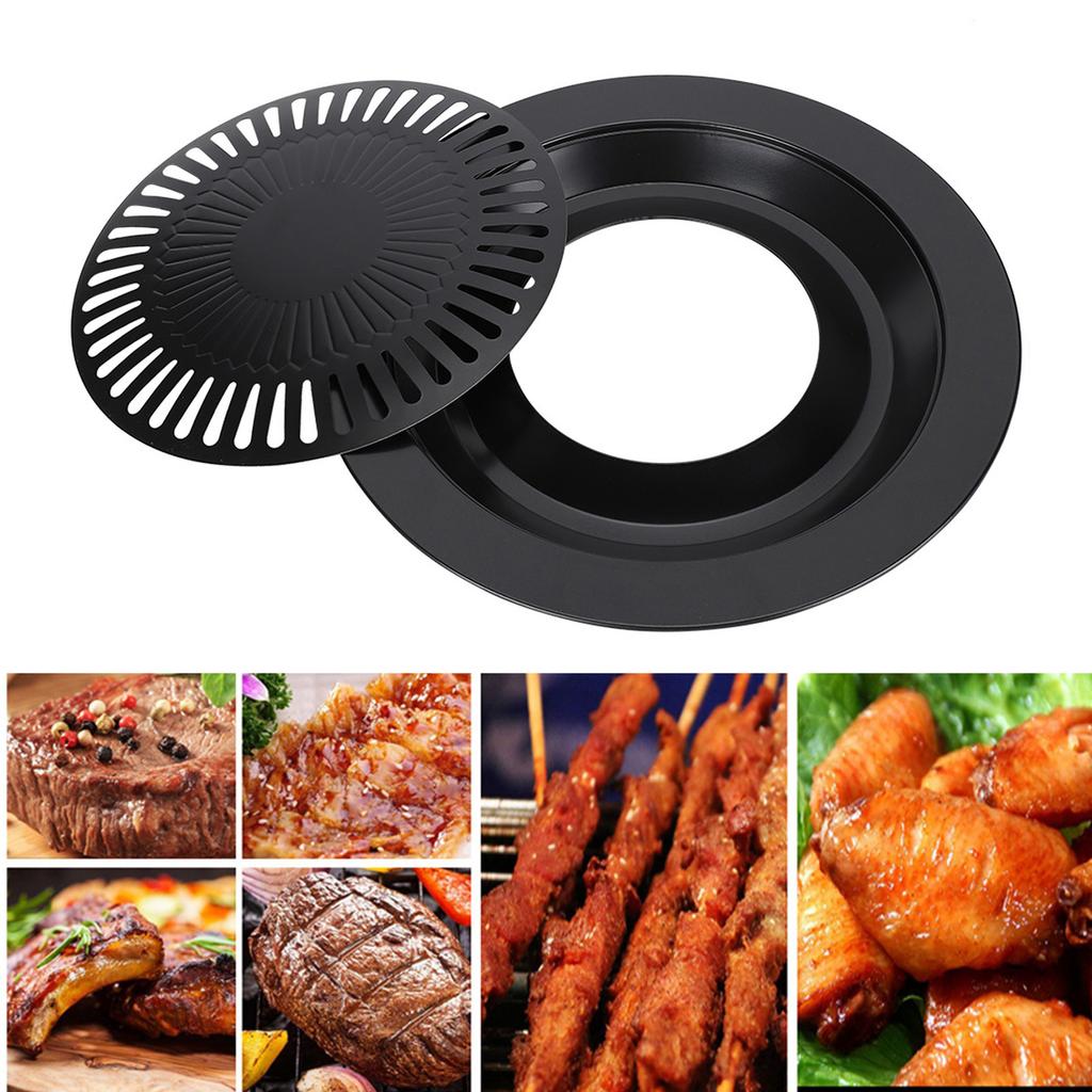 Grilling Pan, Korean BBQ Grill Pan, Non stick Smokeless Barbecue Plate for Indoor Outdoor Grilling, 32cm Celsius 12.6in, Grill Accessories BBQ Round G
