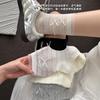 Miu Bow Socks Women'S Summer Thin Medium Tube Socks Japanese Hollow Silk Socks Lace Lace Stacking Socks