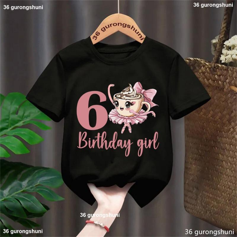 4th/5th/6th Birthday Girl  Ballerina Cappucina Printed T Shirt The Best Birthday Gift For Girls Kawaii Kids