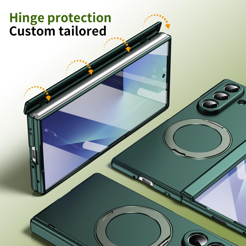Ultrathin Magnetic Cover for Samsung Galaxy Z Fold 7/6/5 Multifunctional 360 Rotating Stand with Glass Screen Protector