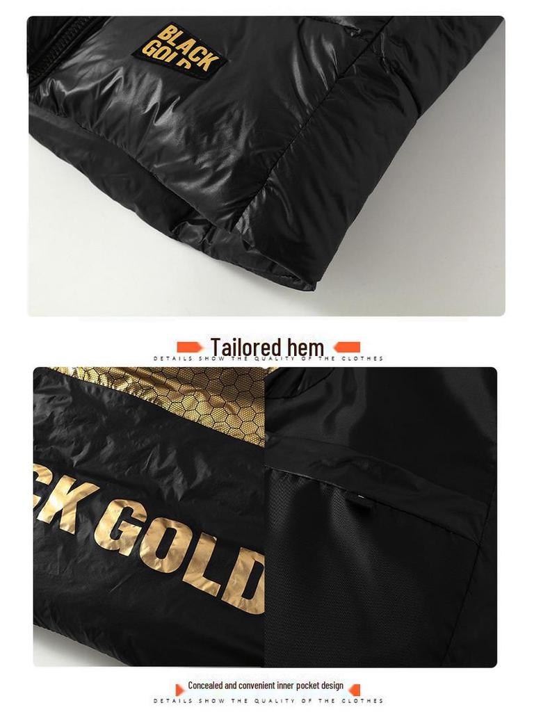 Unisex 2024 Schwarz Gold Daunenweste: Lässig, Verdickt, Trendige Weste