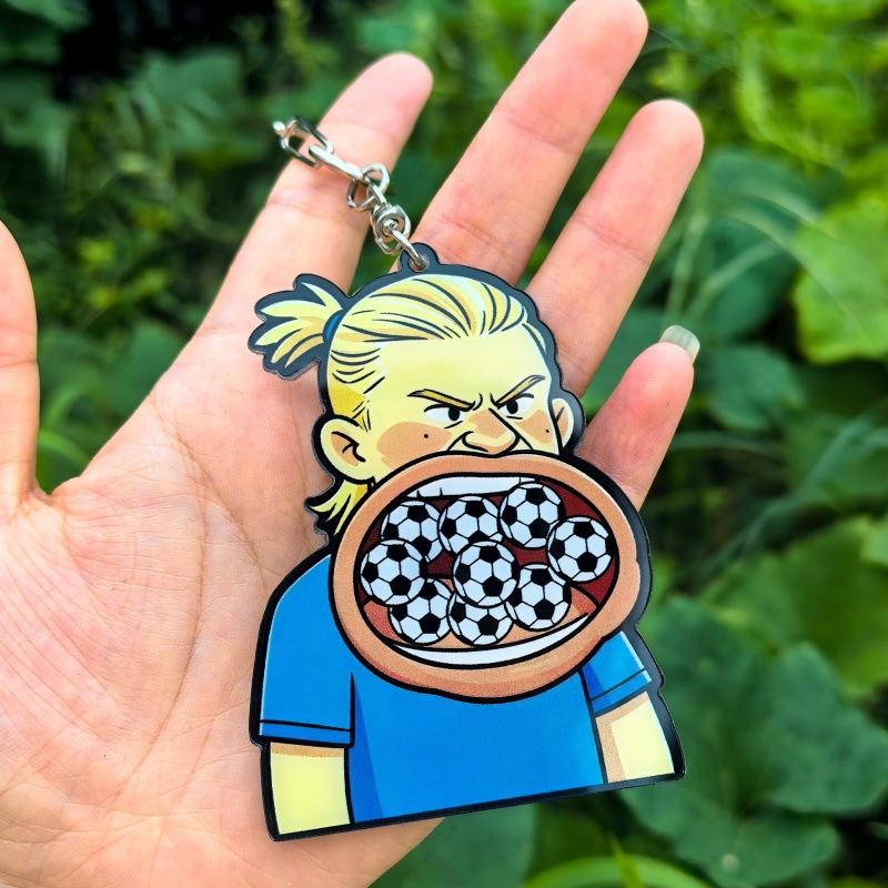 Llavero Haaland Bobblehead Divertido Colgante Estrella de Fútbol Mundial Muñeco de Dibujos Animados Regalo para Estudiante Accesorio