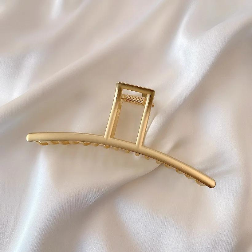 New Korea Trendy Geometric Square Gold Color Stainless Steel Hair Claw Cross Hairclip Hairpin Headwear Women Hair Accessories