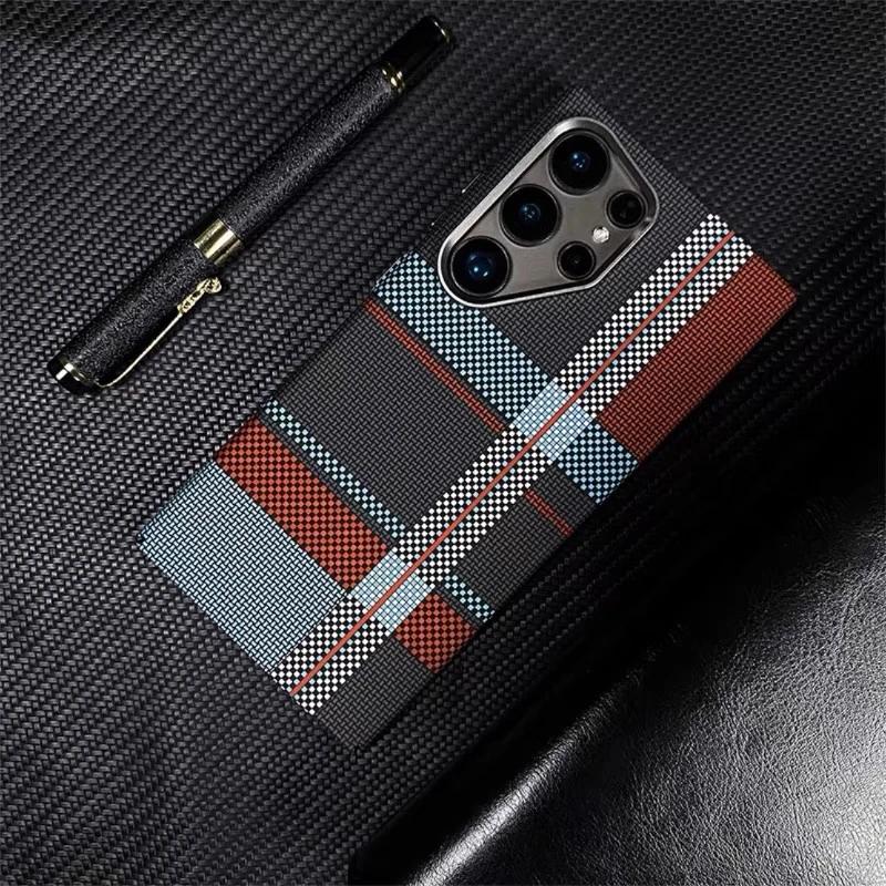 For Samsung Galaxy S25 Ultra Carbon Fibre Relief MagSafe Phone Case S23 S24Ultra Plus Wireless Charging Hard PC Shockproof Cover