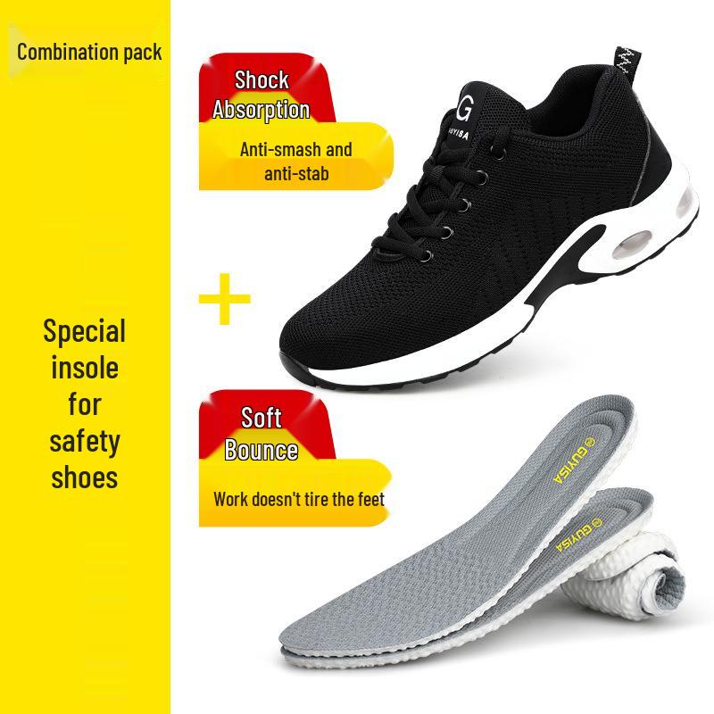 Chaussures de travail de sécurité à embout en acier pour hommes - Anti-écrasement, anti-perforation, résistantes à l'usure, confortables, légères, protection du travail transfrontalier.