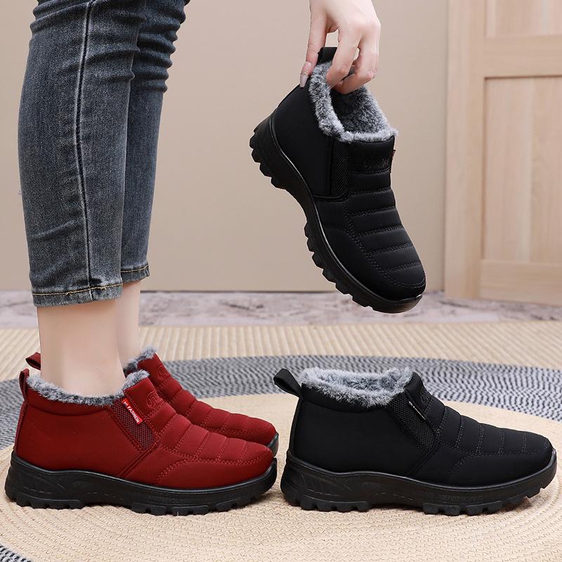 2025 Winter New Velvet Thickened Women's Cotton Shoes Middle-aged and Elderly Soft-soled Warm Middle-top Snow Boots
