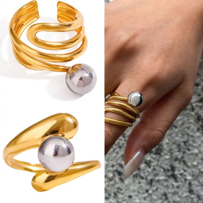 Anello Moderno Minimalista Vuoto Linea Irregolare Misura Flessibile Accessorio in Acciaio Inossidabile Per Occasioni Casual O Formali