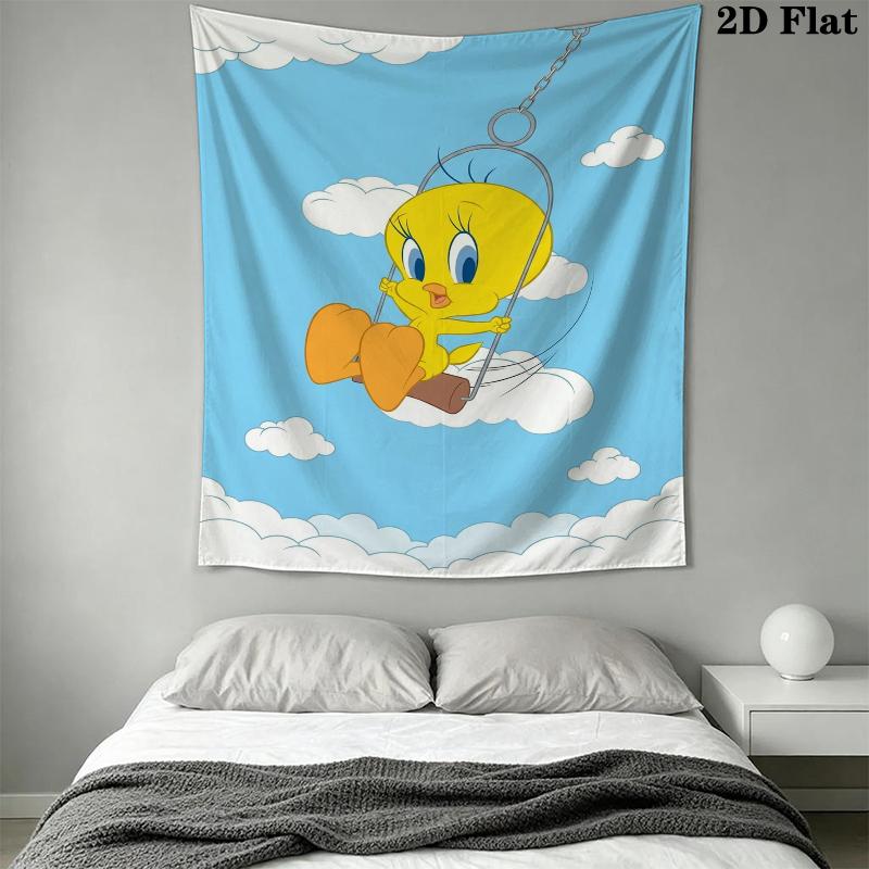 Tweety Bird Wall Tapestry Aesthetic Wall Hanging Printed Fabric Blanket Decorative Tapestries for Bedroom Living Room Home Decor
