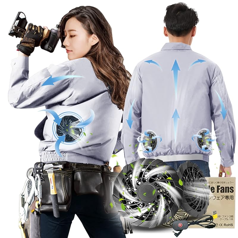 

[HUOFU] air conditioning work clothes Work clothes with fan long sleeve set jacket with fan Measures against heat stroke: 9 blades large air volume