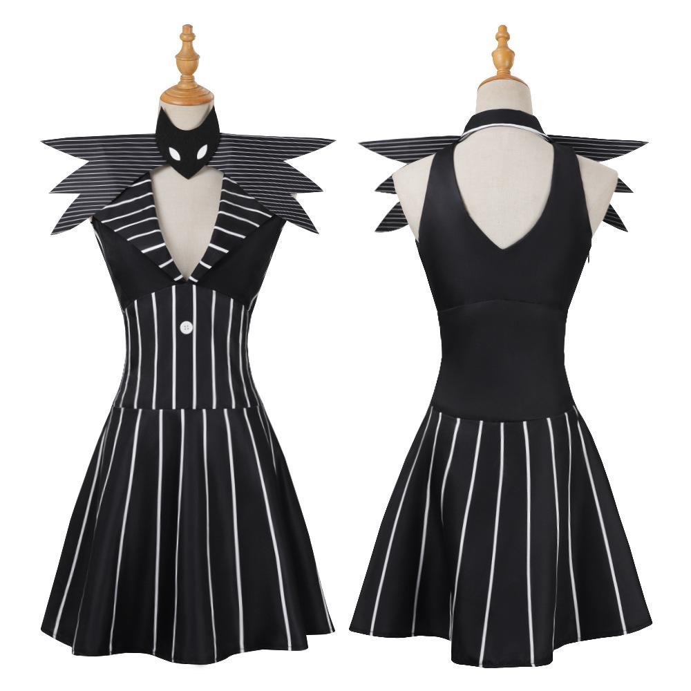 Anime Jack Skellington Cosplay Costume Christmas Outfit Black Stripe Dress For Woman Halloween Costume for Woman