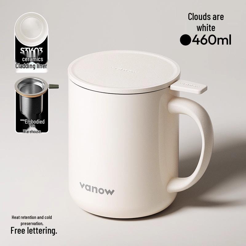 Vanow Insulated Mug with Lid: Stainless Steel Tea Infuser and Water Separation for Men and Women