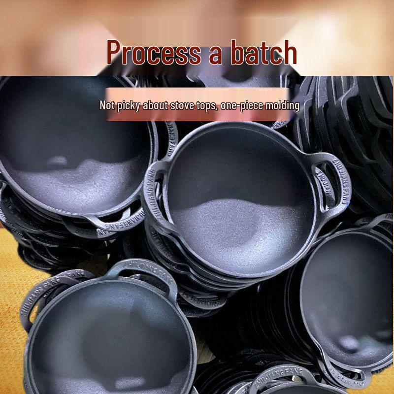 Zesílený litinový Yuanbao Univerzální hrnec na dušení: Nepřilnavá indukční pánev wok se dvěma uchy