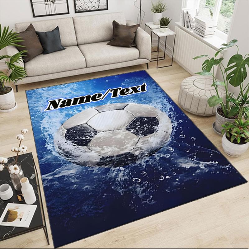 1PC Custom Name Soccer Ball Water Theme Floor Mat Ideal for Living Room, Game Rooms, Office, Bedroom,Floor Mat Playful Design