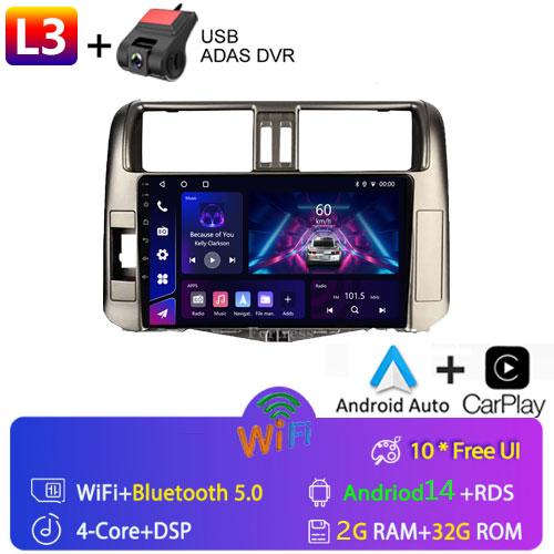 For Toyota Land Cruiser Prado 150 2009 - 2013 Car Radio Android 13 Video Multimedia Player GPS Navigation WIFI 4G LET Head Unit