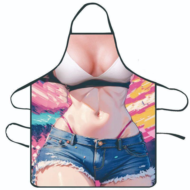 Creative Funny Character Print Waterproof Apron For Kitchen Cooking Home Use
