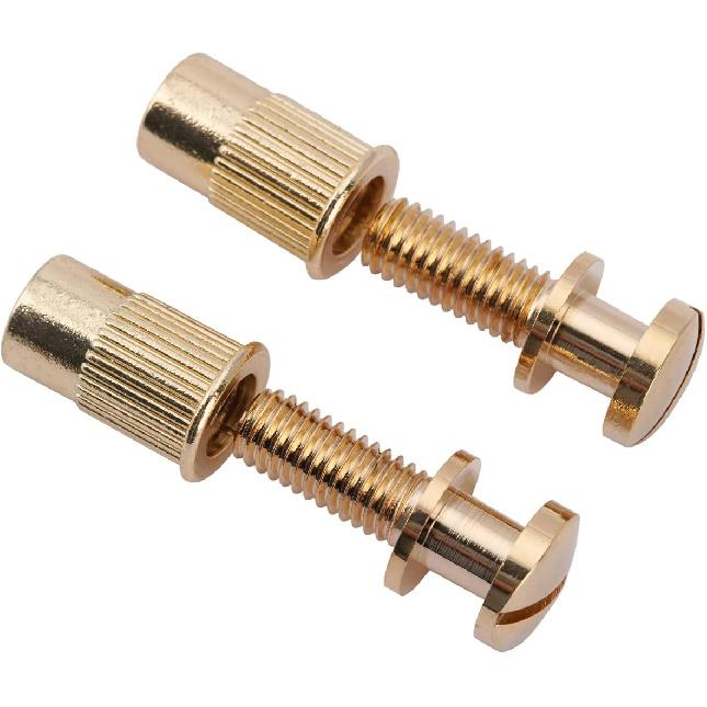 Musiclily Pro M8 Metrische Wraparound Brückenmontagestifte und Buchseneinsätze für Epiphone Les Paul Style E-Gitarre, Gold (2er Set)