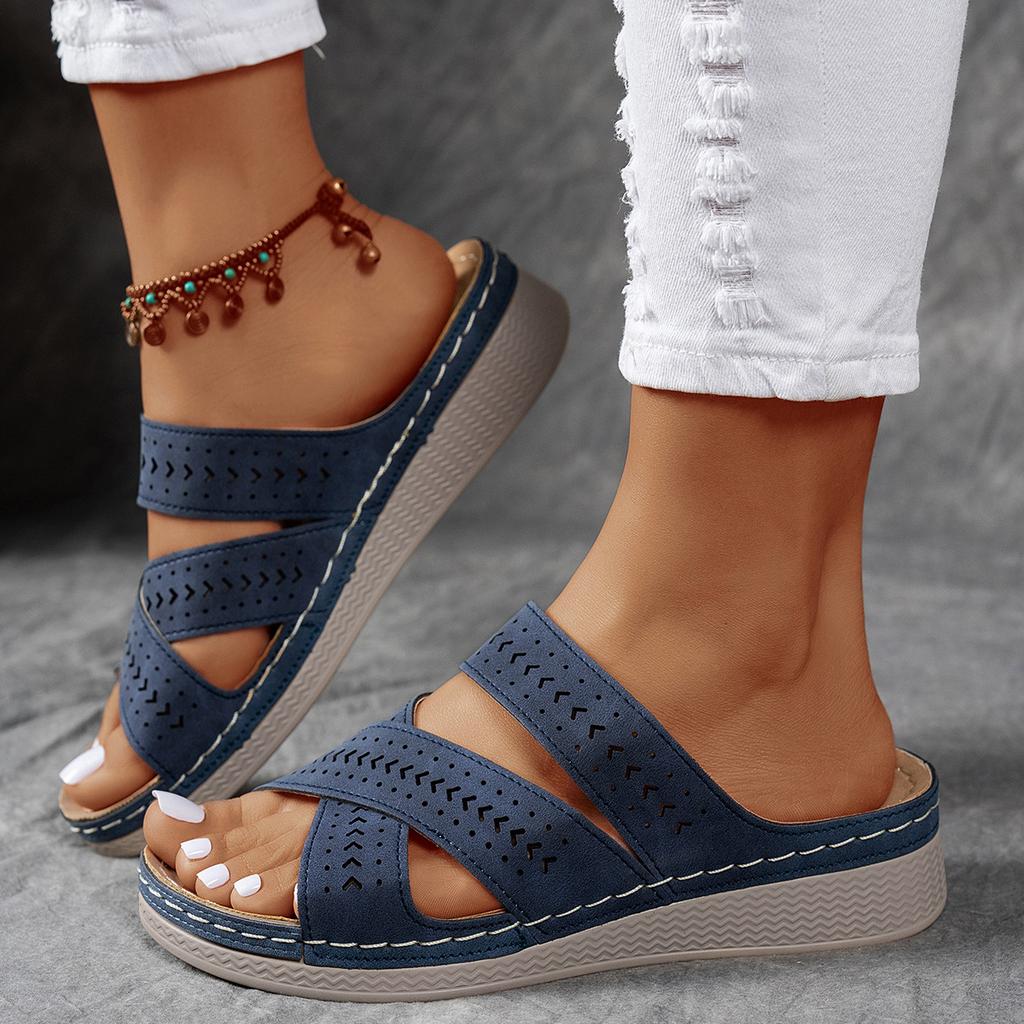 Slippers Women Summer Fashion Slip on Platform Wedges Sandals Casual Beach Shoes Peep Toe Non-slip Sandalias De Mujer