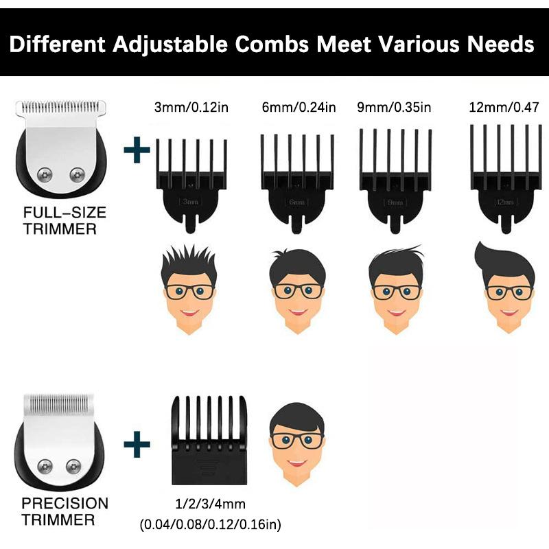 6 IN 1 Multi Grooming Kit For Men Rechargeable Beard Shaver Cordless Trimmer Hairs Cutting Clippers Body Ear Nose Hair Groomer