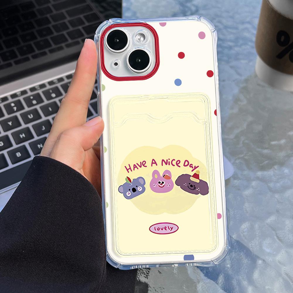 Pouzdro na telefon na kartu pro iPhone 11 13 XR 15 14 Pro Max iPhone 12 16 7 8 Plus XS Max Samsung S24 S23 A15 A55 A05 A54 Redmi 12 13C 13 9 Cartoon Protection