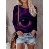 Womens Casual Abstract Print Long Sleeve Crew Neck T-Shirt 3D Effect 2025 Comfort Fit