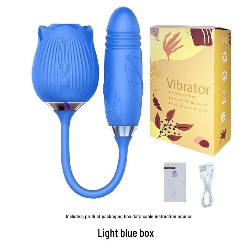 Dual-Head Vibrating Rose: Telescopic, Licking & Sucking Pleasure Toy for Women