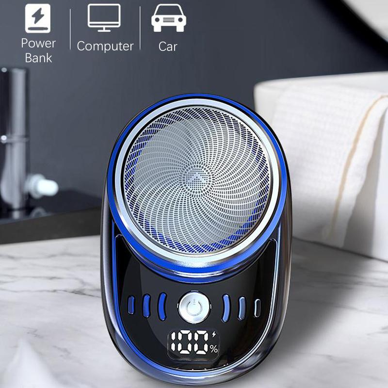 Mini Electric Shaver For Men Vehicle Mounted Shaver With Digital Display Washable Cordless Travel Pocket Face Beard Trimmer