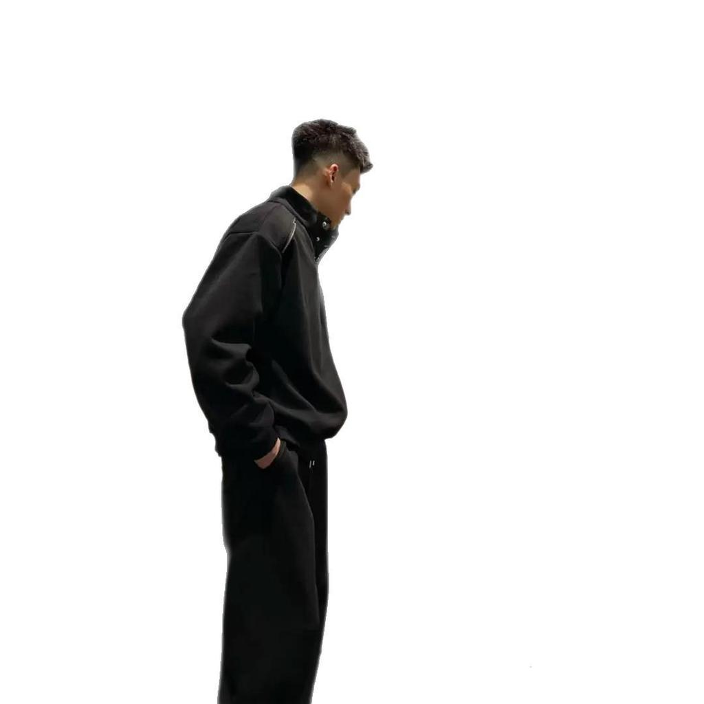 Men's Korean Style Round Neck Loose Hoodie, Autumn/Winter 2024 Trendy Chic Hong Kong Style.