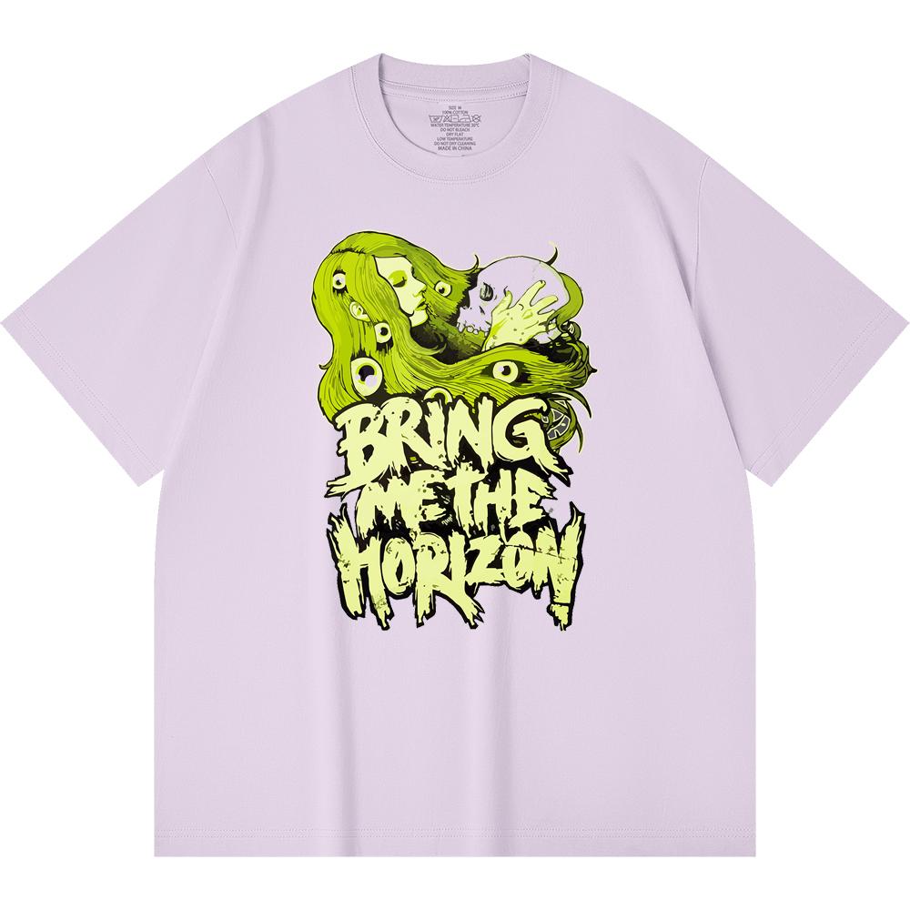 230 g/m² 100% katoenen heavy metal T-shirt met rockband- en popmuziekprint, unisex T-shirt van zwaar katoen.