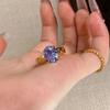 Vintage Rings for Women High Carbon Diamond Retro Purple Fire Pigeon Egg Ring Elegant Fashion Jewelry