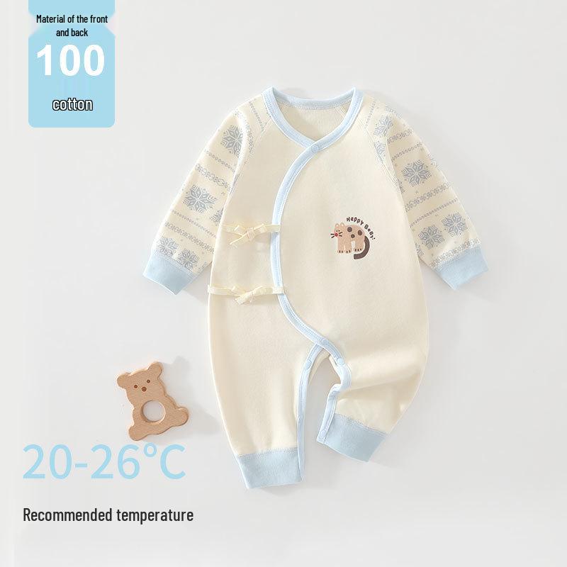 Circus Butterfly Pure Cotton Baby Romper with Belly Protection for Spring and Autumn