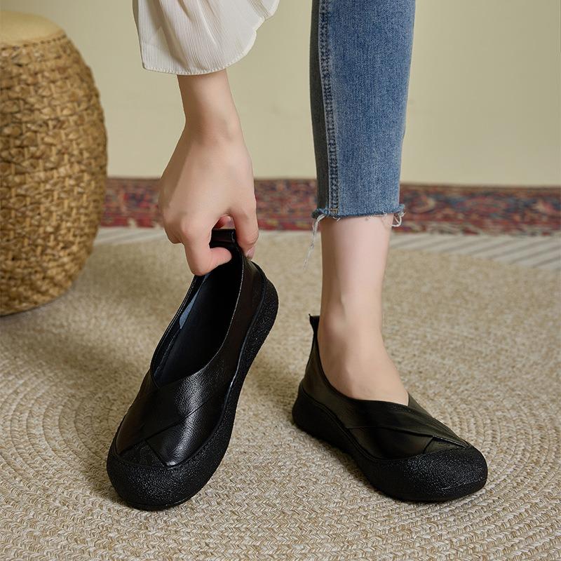 New Top-layer Cowhide Spring New Genuine Leather Women's Middle-aged and Old Casual Small Leather Shoes Women