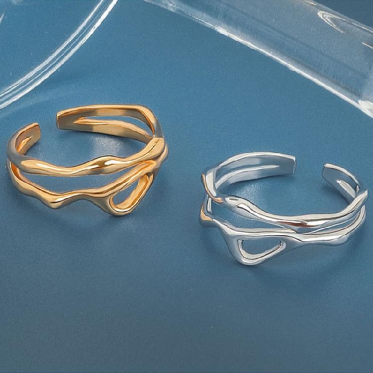 Curved Double Line Rings Adjustable Geometric Rings Unisex Female Rings Jewelry