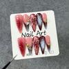 Long Press-On Nails With 3D Floral Cross Embossed French Design Sweet Chic Acrylic Nail Tips