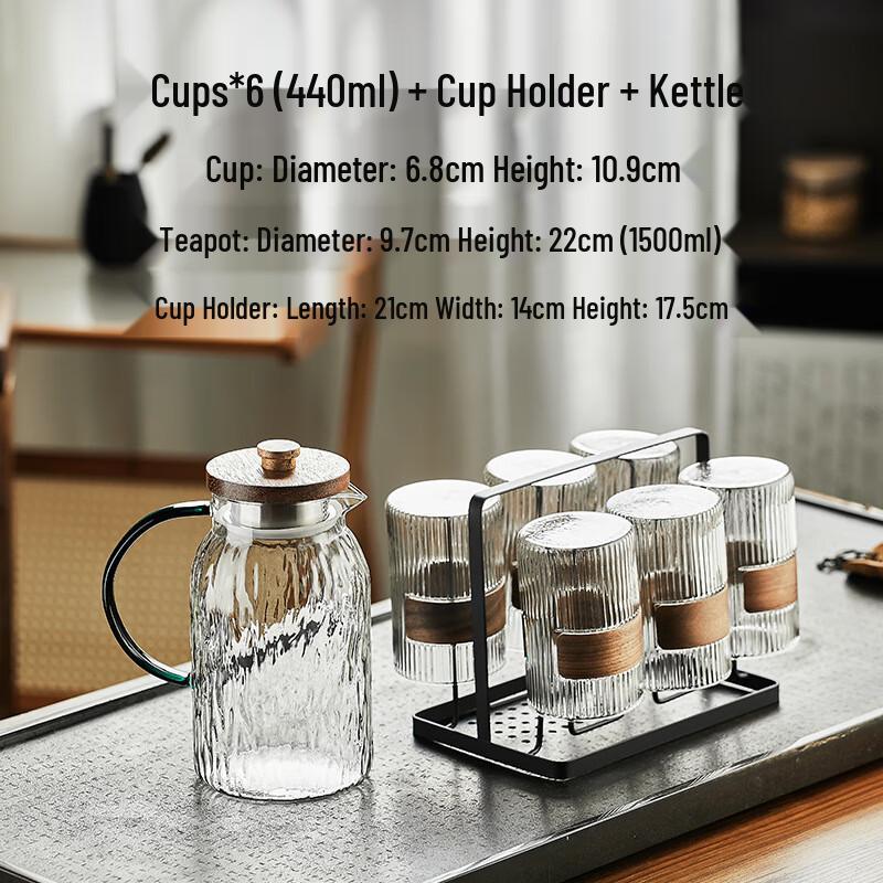 Shangqi Chinese Style Striped High Borosilicate Glass Drinkware Set