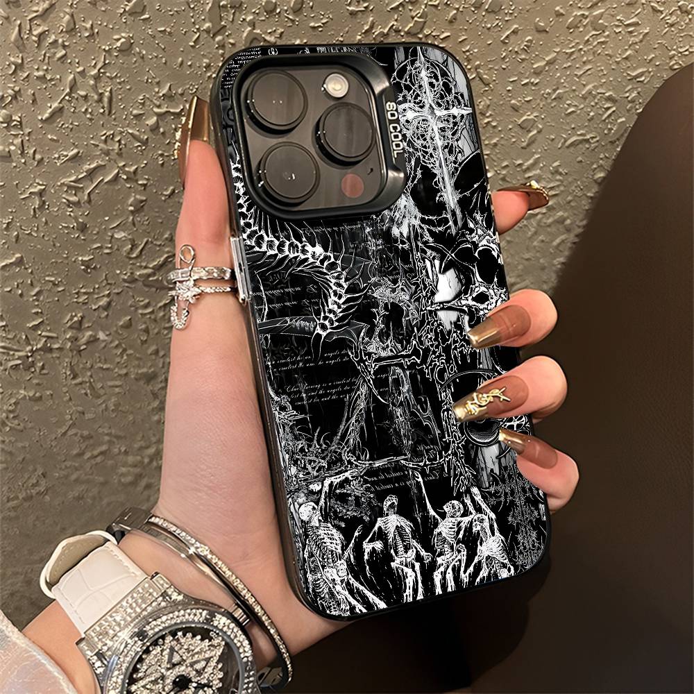 Cyber Sigil Cross Goth Phone Case For iPhone 15,16,12,14,13,17,11,E,Pro,Max,Plus,Air,Mini Black TPU Cover