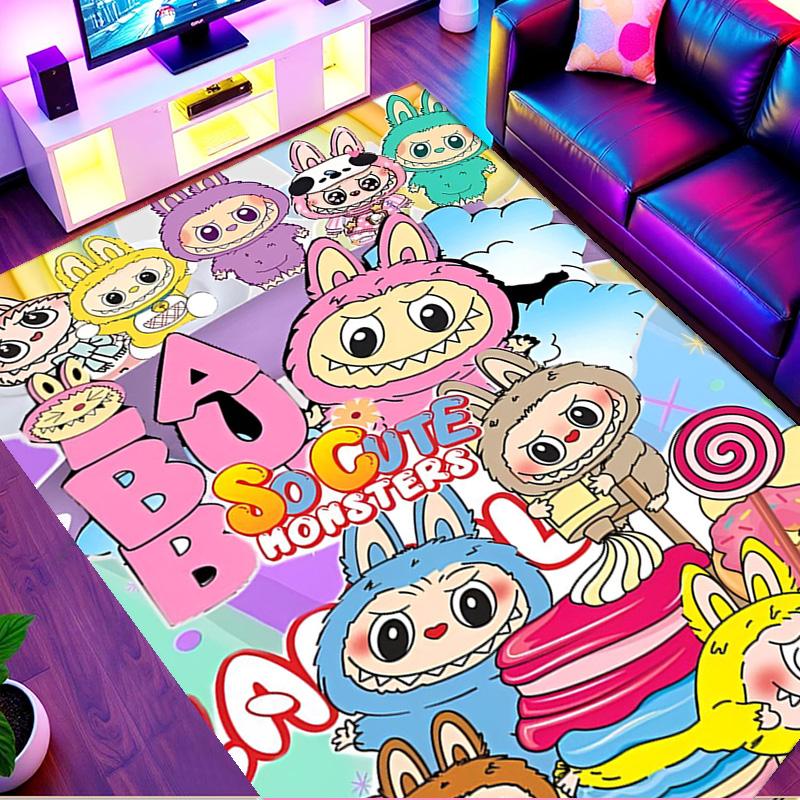 Labubu Print Rug, Washable Floor Carpet, For Entryway Dorm Laundry Room Office Study, Home Decor Birthday Christmas Gift