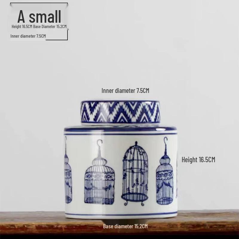 Blue and White Porcelain Vase for Tea or Flowers: Elegant Ceramic Décor and Storage Jar