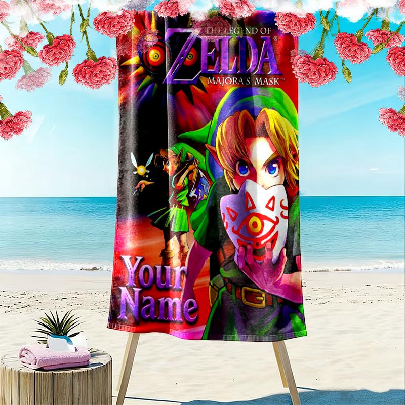 Name Custom Game Legend of Zelda Print Beach Towel, Large Soft Quick Dry Towel for Beach Camping Swimming