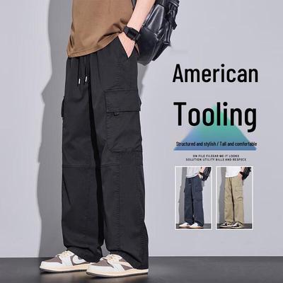 VUUG Men's Loose Straight Tencel Cargo Pants