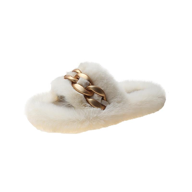 Popular Mao Mao slippers women's winter wear 2025 new chain high sense Internet celebrity thick bottom plush cotton drag spring and autumn