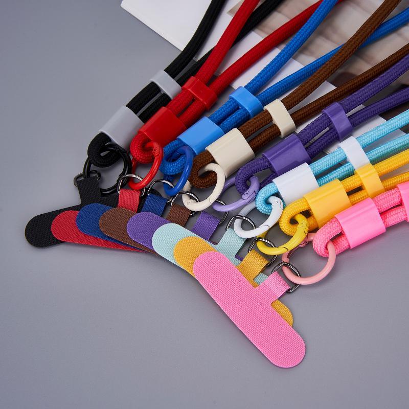 Short Polyester Phone Wrist Lanyards Scratch-Proof Multiple Candy Colors with Free Adhesive Pads for USB Drives Keys